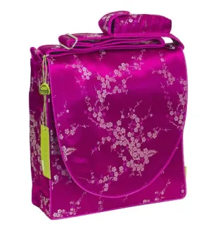 Hot Pink-Silver Cherry Blossom Brocade Diaper Bags 12x12x4"