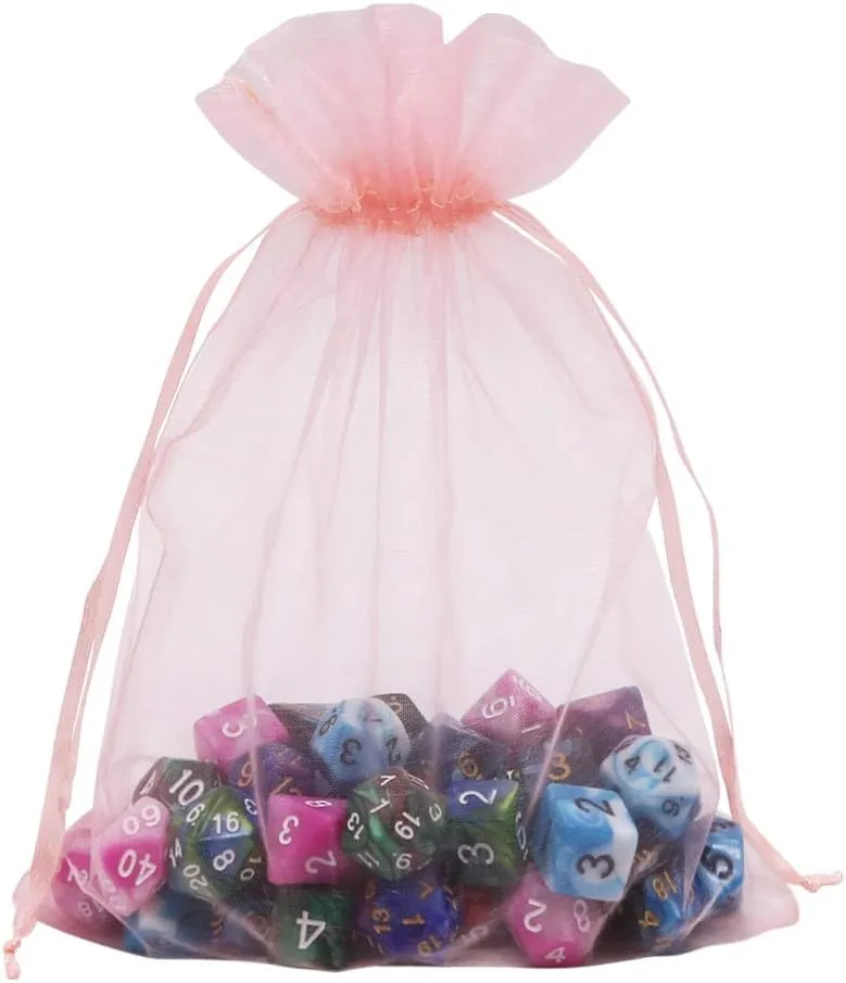 HRX Package 100pcs Blush Pink Organza Bags Large, 6 x 9 inch Drawstring Gift Pouches Mesh Party Favor Bags for Christmas Wedding Baby Shower