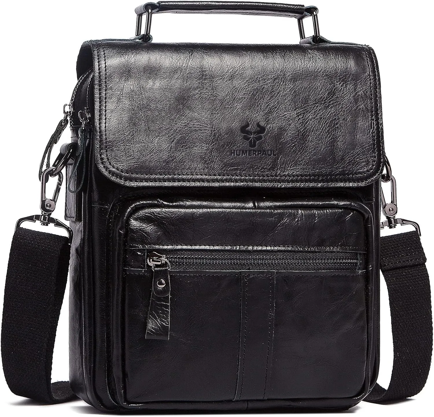 HUMERPAUL Leather Messenger Bag for Men, Shoulder Crossbody Bag with Adjustable Straps for Work Business