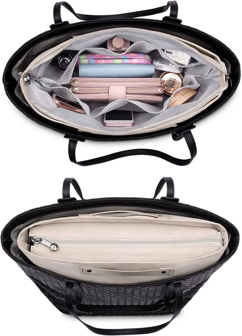 HyFanStr Purse Organizer Insert for Handbags,Tote Bag Organizer Insert Zipper Bag for Women, Handbag Organizer Inside Liner with 15 Pockets