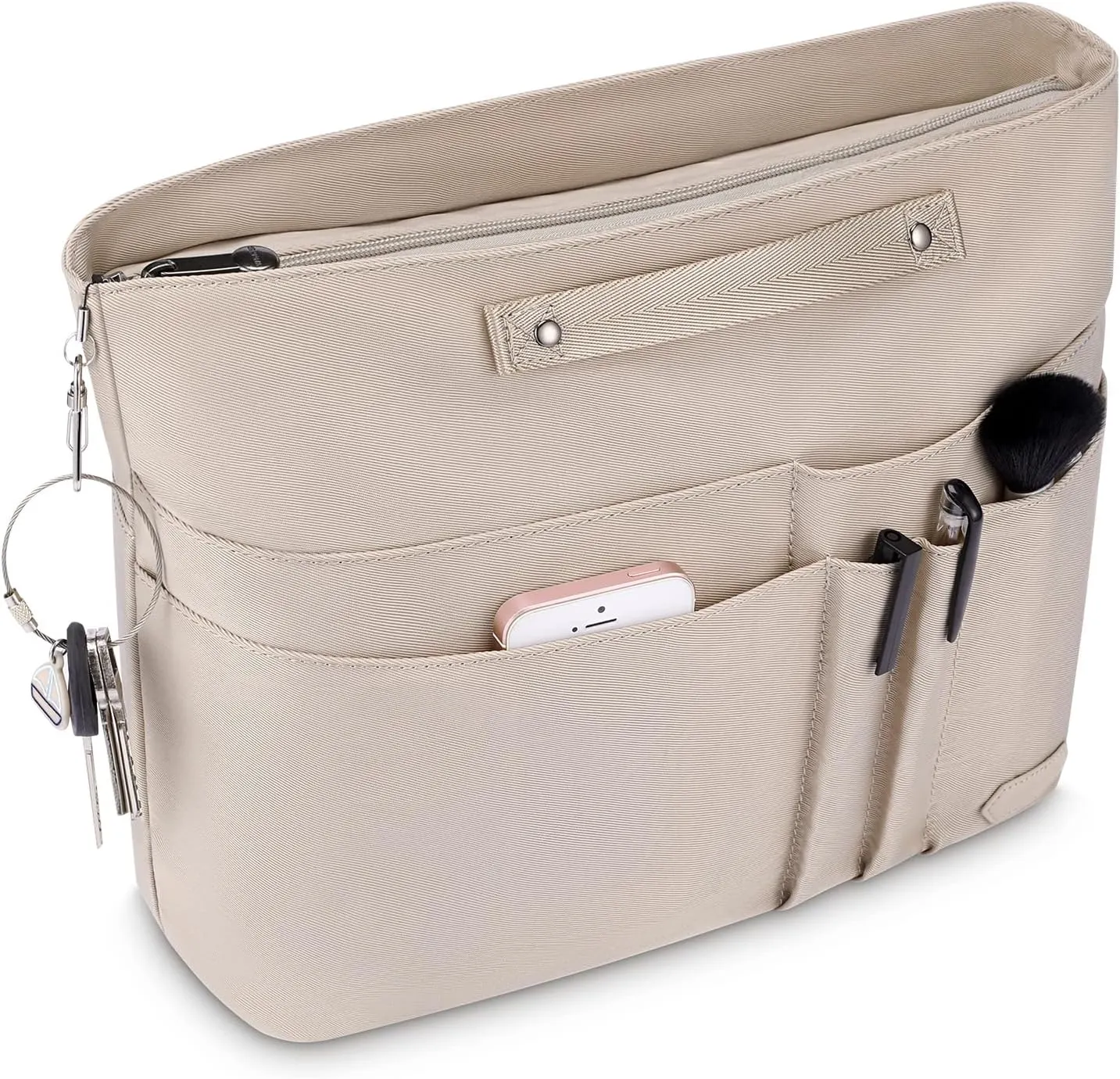 HyFanStr Purse Organizer Insert for Handbags,Tote Bag Organizer Insert Zipper Bag for Women, Handbag Organizer Inside Liner with 15 Pockets