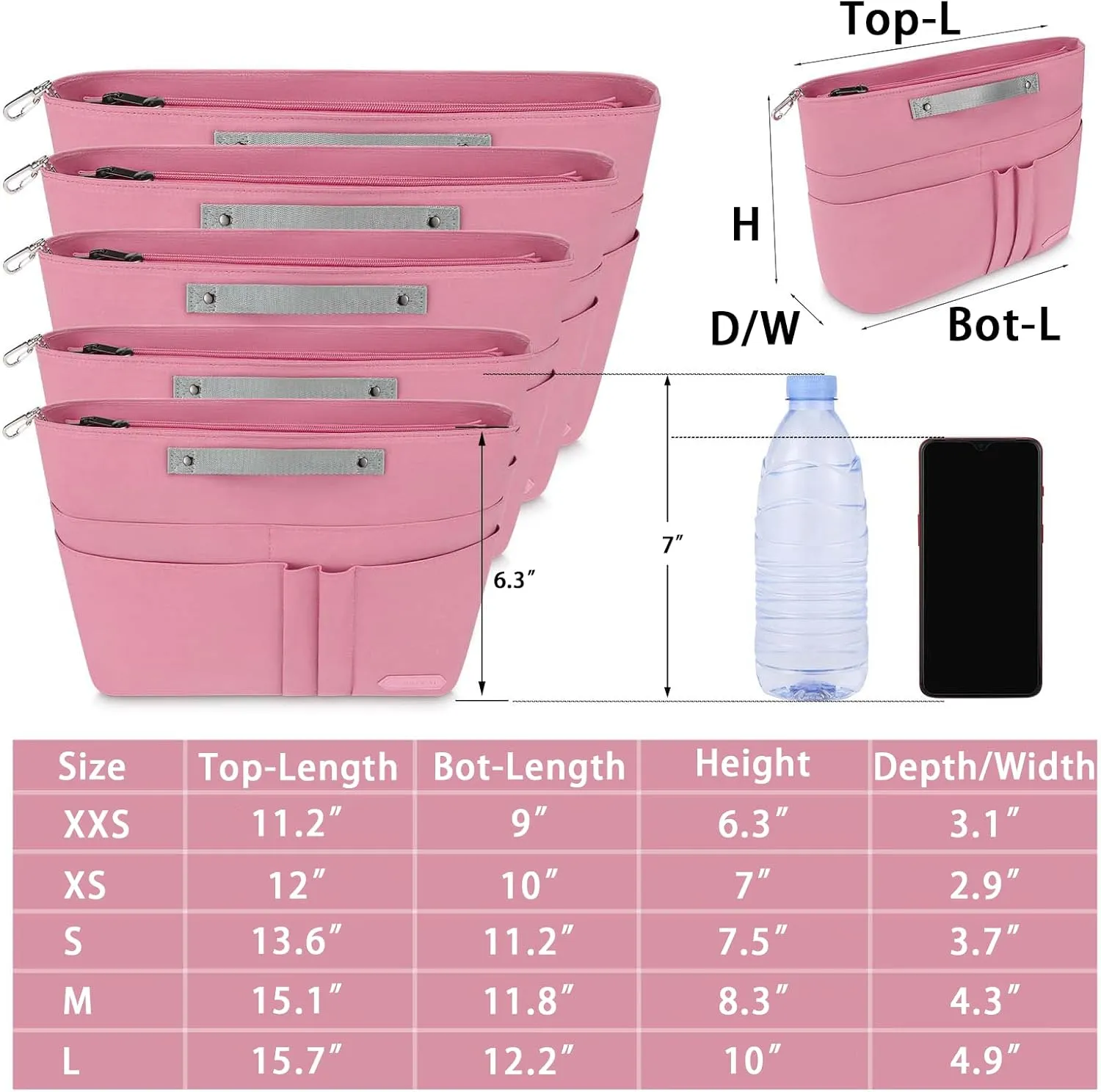 HyFanStr Purse Organizer Insert for Handbags,Tote Bag Organizer Insert Zipper Bag for Women, Handbag Organizer Inside Liner with 15 Pockets