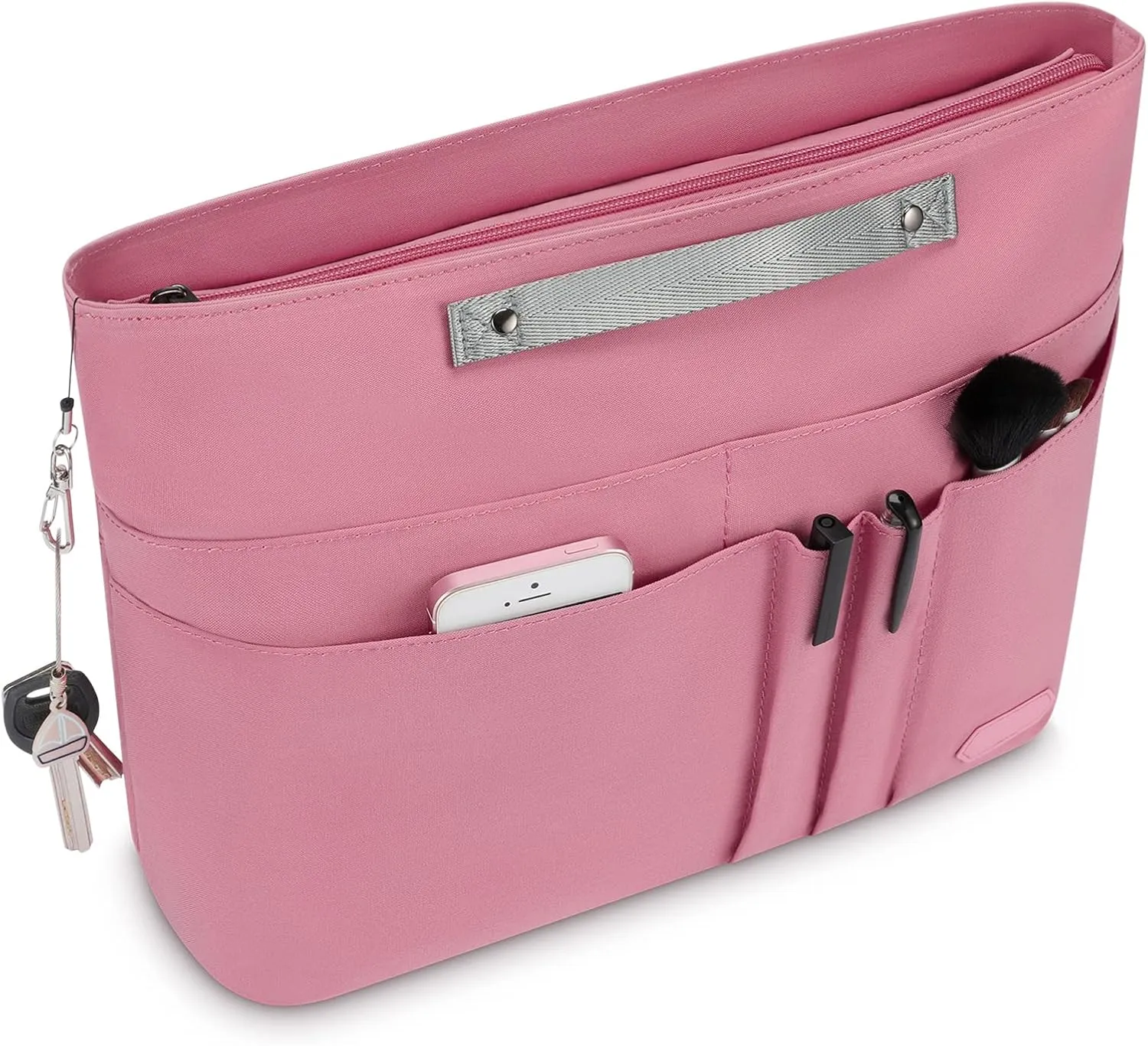 HyFanStr Purse Organizer Insert for Handbags,Tote Bag Organizer Insert Zipper Bag for Women, Handbag Organizer Inside Liner with 15 Pockets