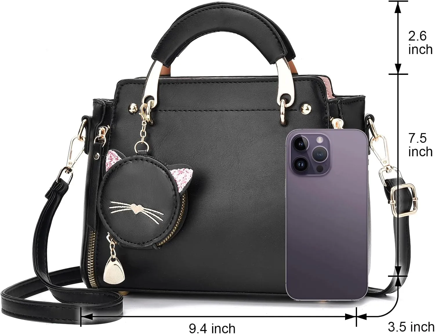 I IHAYNER Fashion Purses and Handbags for Women Top Handle Bag Girls Small Crossbody Shoulder Bag for Ladies with Kitty Purse