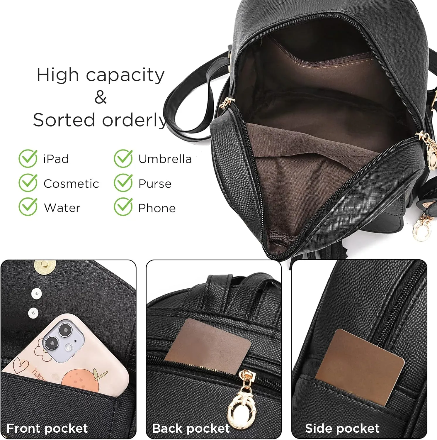I IHAYNER Girls Fashion Backpack Mini Purse Backpack for Women Small Leather Backpack Purse for Teen Girls with Coin Purse