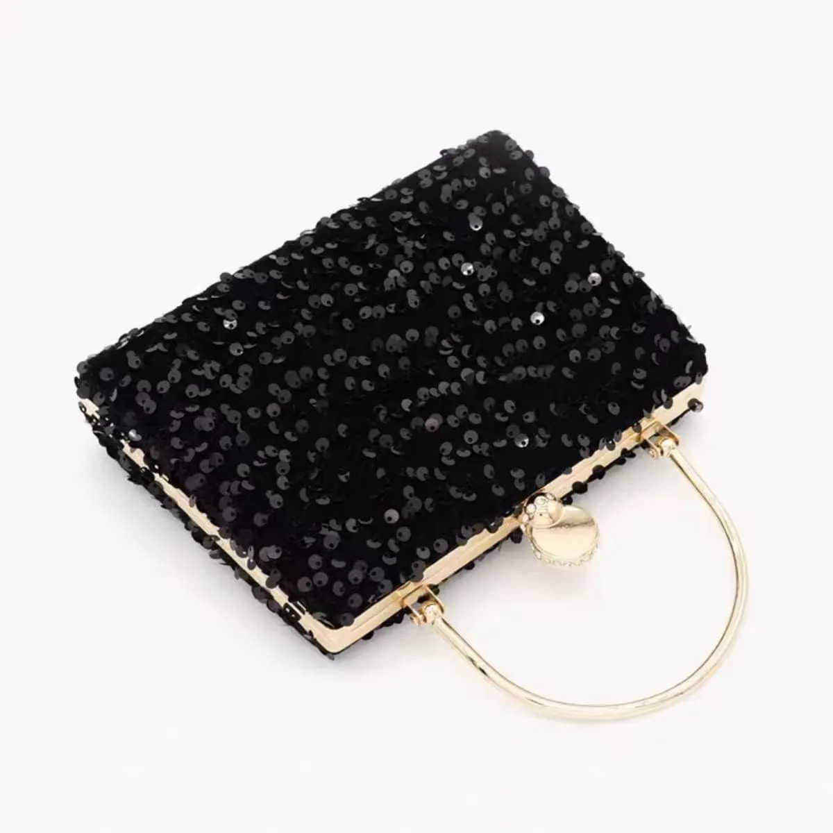 IAMUHI Small Sequins Clutch Purse Top Handle Evening Handbag Mini Square Shoulder Crossbody Bag