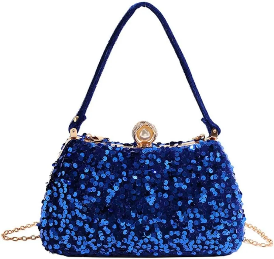 IAMUHI Small Sequins Clutch Purse Top Handle Evening Handbag Mini Square Shoulder Crossbody Bag