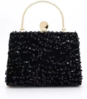 IAMUHI Small Sequins Clutch Purse Top Handle Evening Handbag Mini Square Shoulder Crossbody Bag