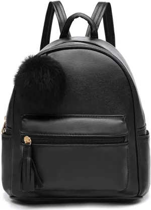IHAYNER Mini Backpack Purse for Girls Teens Women Purses PU Leather Pom Backpack Shoulder Bag with Charm Tassel