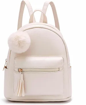 IHAYNER Mini Backpack Purse for Girls Teens Women Purses PU Leather Pom Backpack Shoulder Bag with Charm Tassel