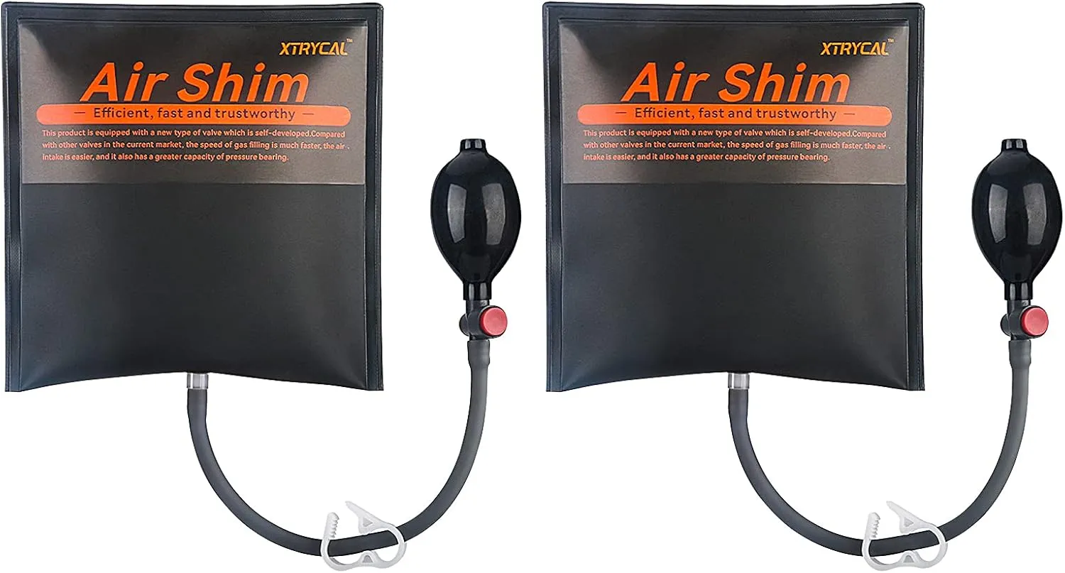 Improved 2 Piece Commercial Grade Air Wedge Bag Pump Professional Leveling Kit & Alignment Tool Inflatable Shim Bag. 500 LB Rating