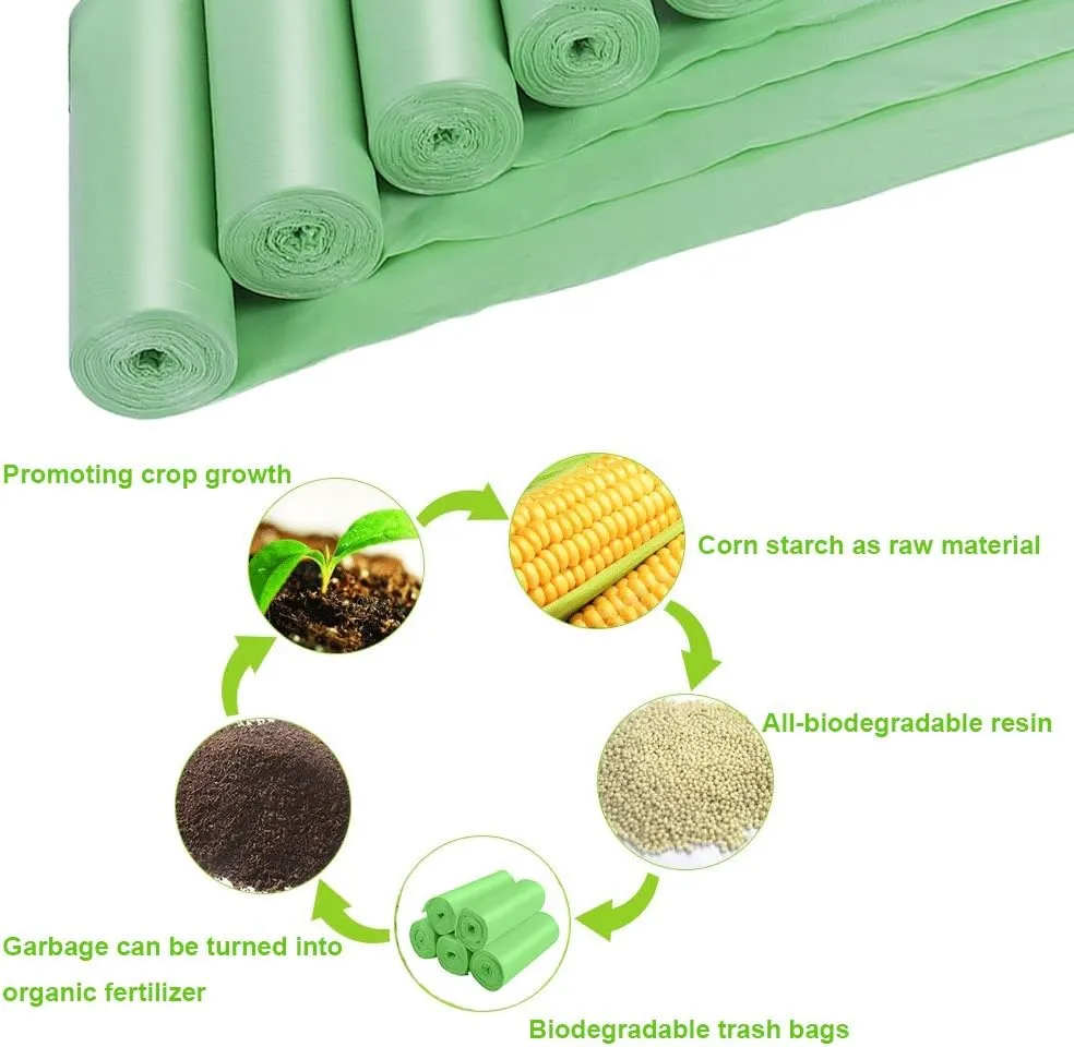 Inwaysin 1.2 Gallon Small Trash Bags Garbage Gags 1-1.5 Gallon 125 Counts, Mini Trash Bags Biodegradable for Bathroom Office Home Fit 4.5-5L Garbage Can (5 Rolls/Green)