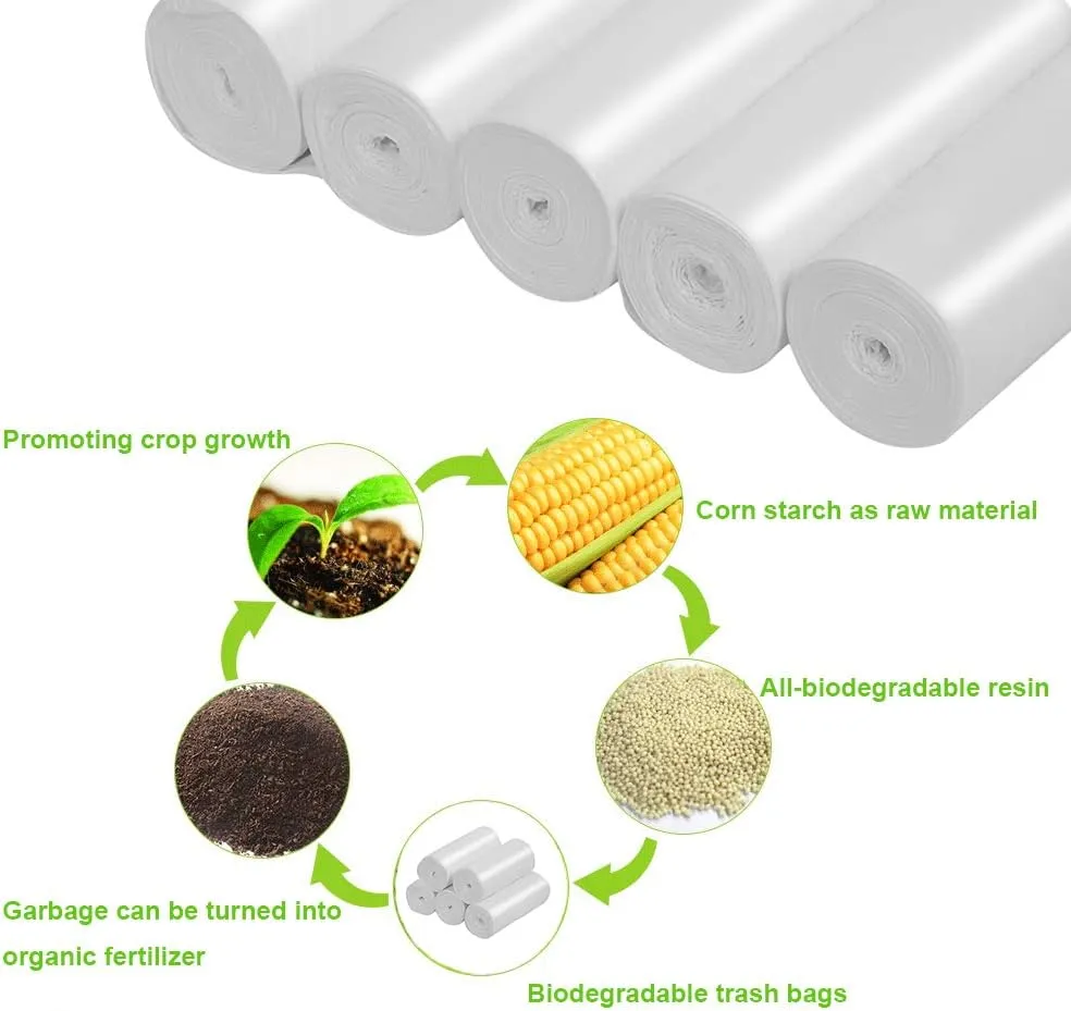 Inwaysin Mini Garbage Bags - 1.2 Gallon Compost Trash Can Liners, 125 Count White