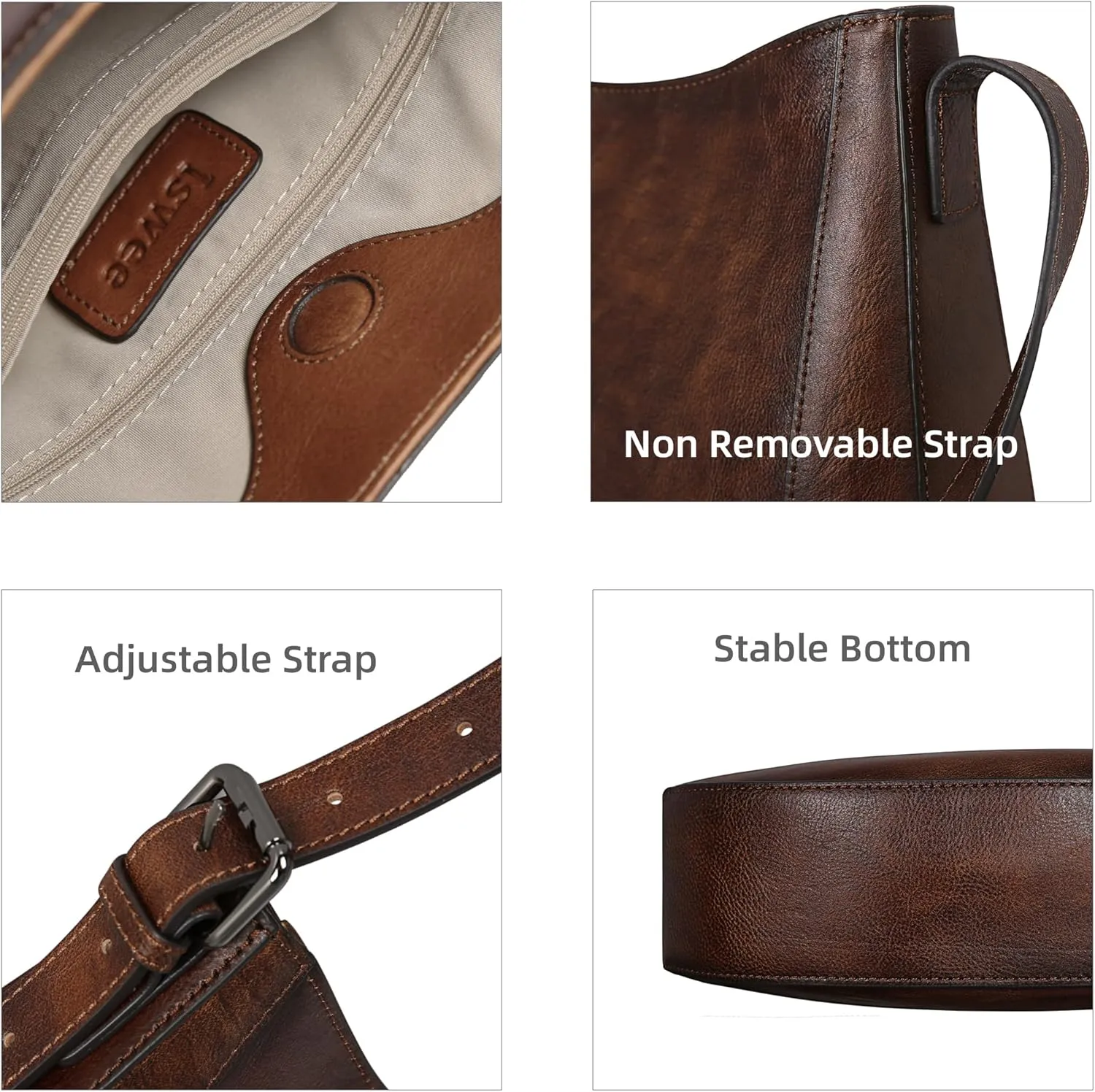 Iswee Leather Purses for Women Hobo Bags Designer Crossbody Bag Vintage Women’s Shoulder Handbags Work Purse