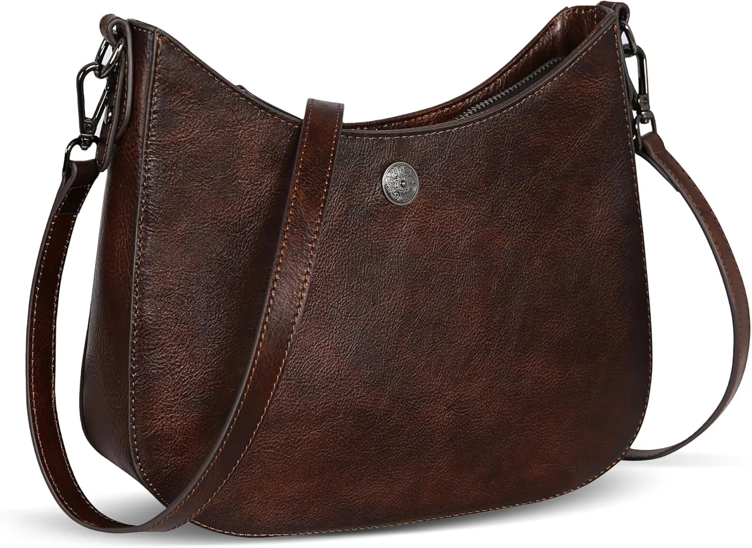 Iswee Shoulder Crescent Bag Crossbody Genuine Leather Purses for Women Handbags Trendy Satchel Designer Half Moon Pocketbooks