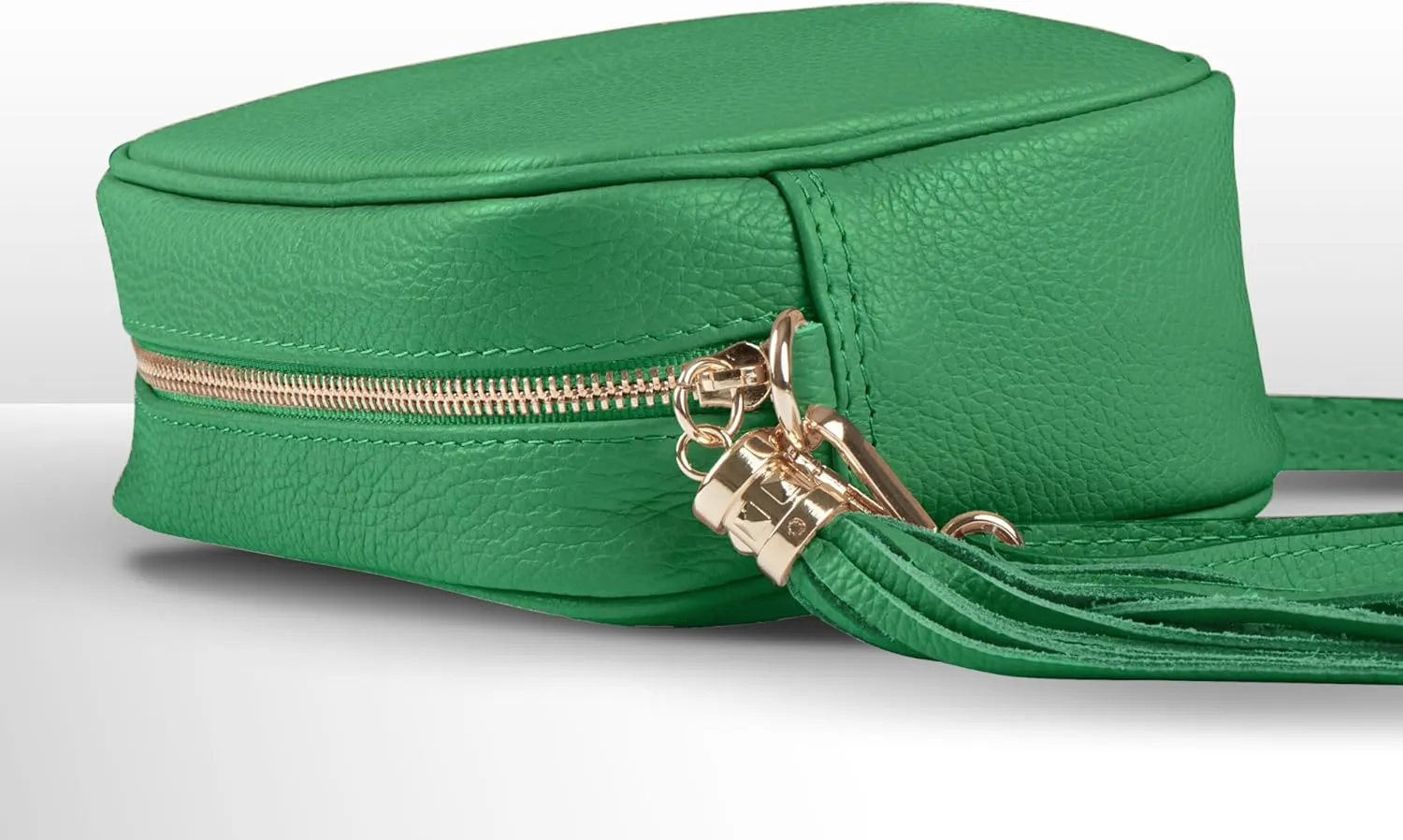 Italian Genuine Calf Leather Crossbody Bag for Women with Zip Strap Tassel | Small Camera Purse Shoulder Handbag Pocketbook