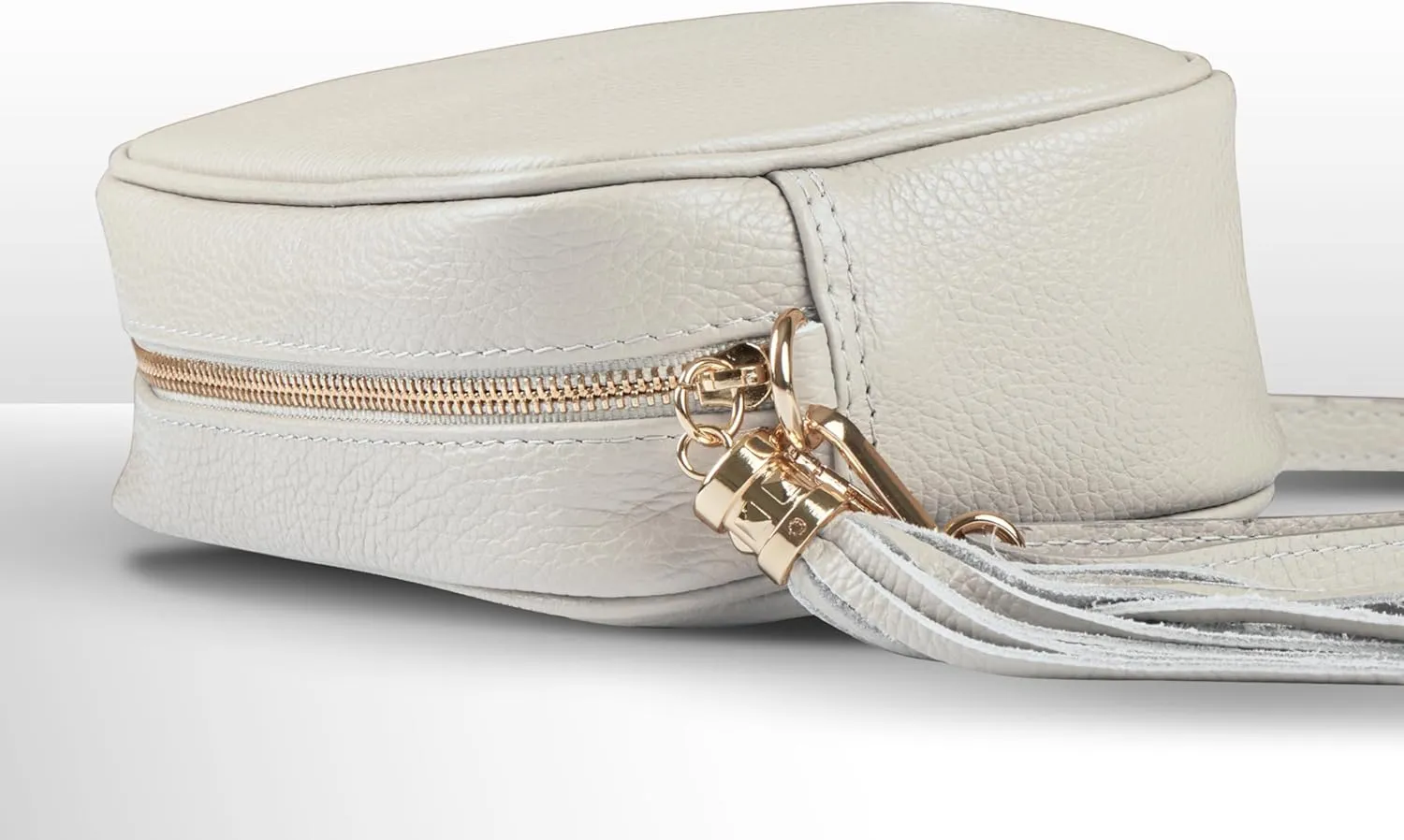 Italian Genuine Calf Leather Crossbody Bag for Women with Zip Strap Tassel | Small Camera Purse Shoulder Handbag Pocketbook