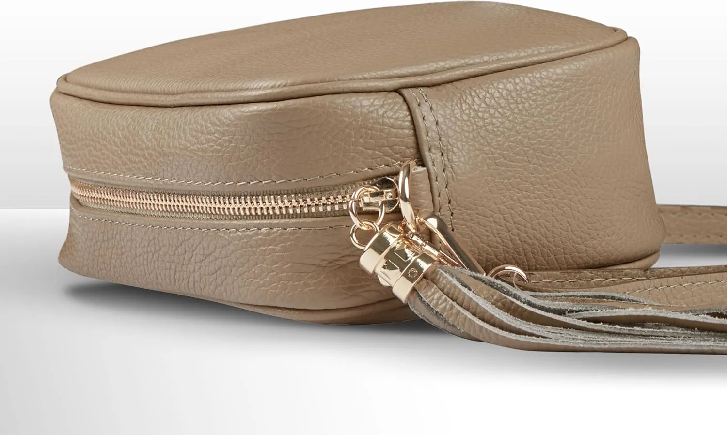 Italian Genuine Calf Leather Crossbody Bag for Women with Zip Strap Tassel | Small Camera Purse Shoulder Handbag Pocketbook