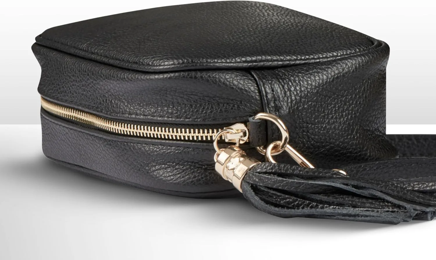 Italian Genuine Calf Leather Crossbody Bag for Women with Zip Strap Tassel | Small Camera Purse Shoulder Handbag Pocketbook