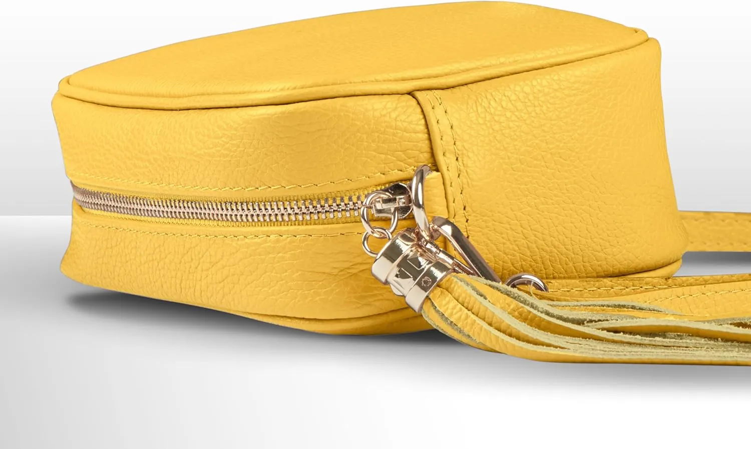 Italian Genuine Calf Leather Crossbody Bag for Women with Zip Strap Tassel | Small Camera Purse Shoulder Handbag Pocketbook