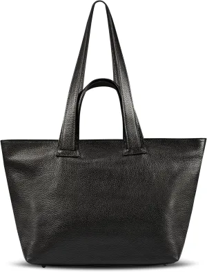 Italian Genuine Calf Leather Tote Satchel Bag for Women with Zipper & Double Straps | Wide Large Work Laptop Shoulder Handbag