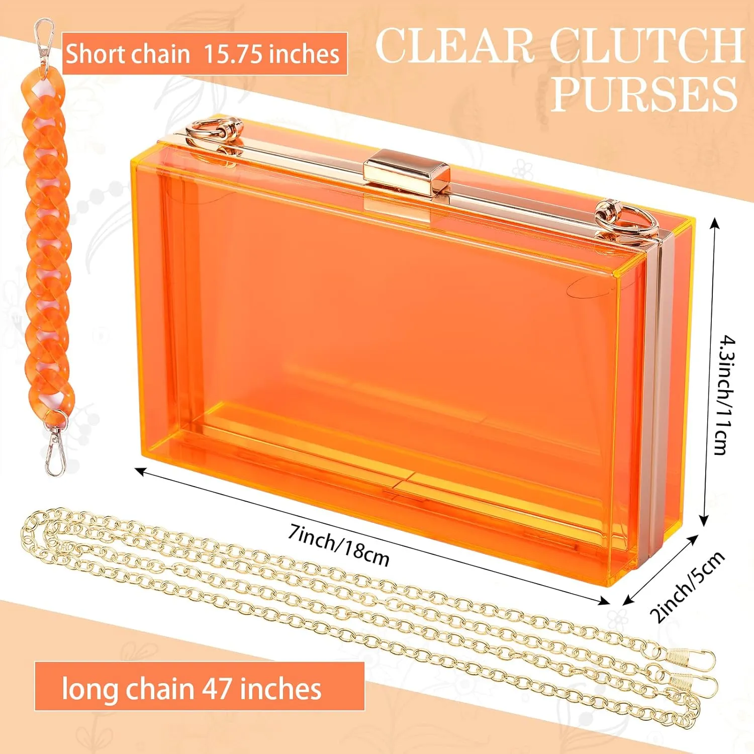 Jadive 4 Pcs Women Acrylic Hand Purse Clear Clutch Evening Bag Retro Earring Bracelet Jewelry Set Neon Vintage Wedding Gift
