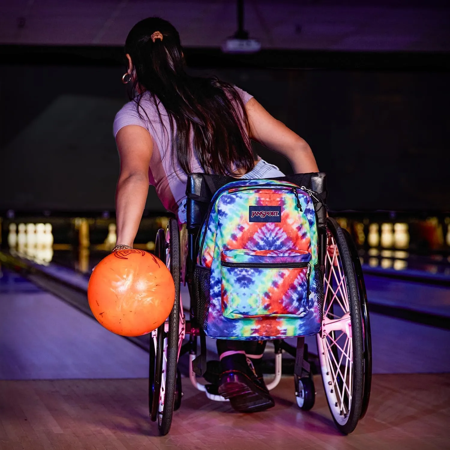 JanSport Central Adaptive Backpack – Wheelchair & Walker Compatible, Tuck-Away Shoulder Straps, Adjustable Backrest Loops & Anchor Straps, Iconic Design, Cyberspace Galaxy