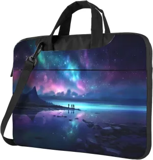 JCAKES Northern Lights Print Laptop Bag Removable Shoulder Strap Laptop Bag Portable Computer Bag, Black