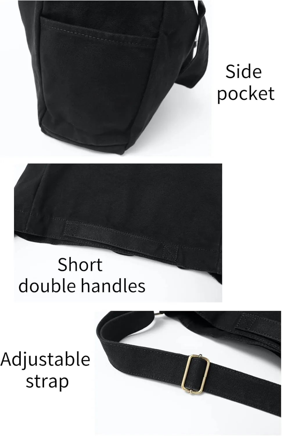 Jeelow Heavy Duty Canvas Travel Tote Handbag Shoulder Crossbody Bags Purse For Men & Women