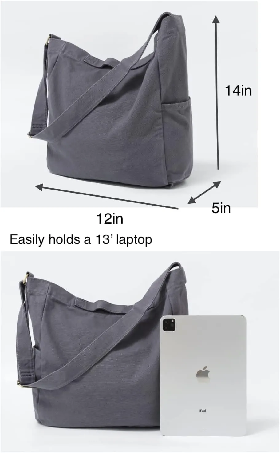 Jeelow Heavy Duty Canvas Travel Tote Handbag Shoulder Crossbody Bags Purse For Men & Women