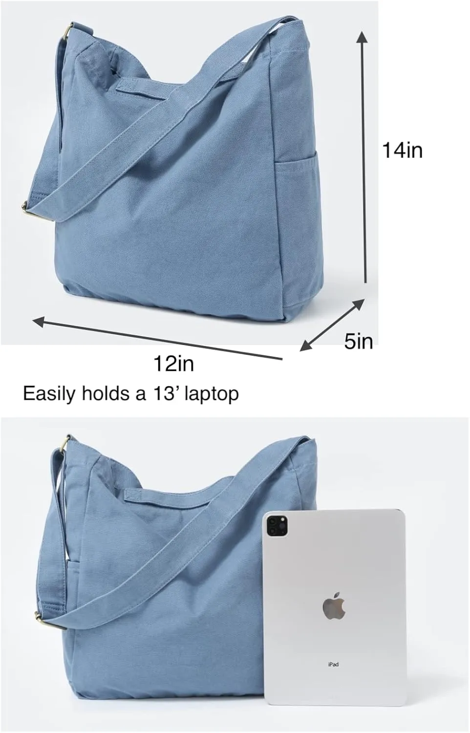 Jeelow Heavy Duty Canvas Travel Tote Handbag Shoulder Crossbody Bags Purse For Men & Women