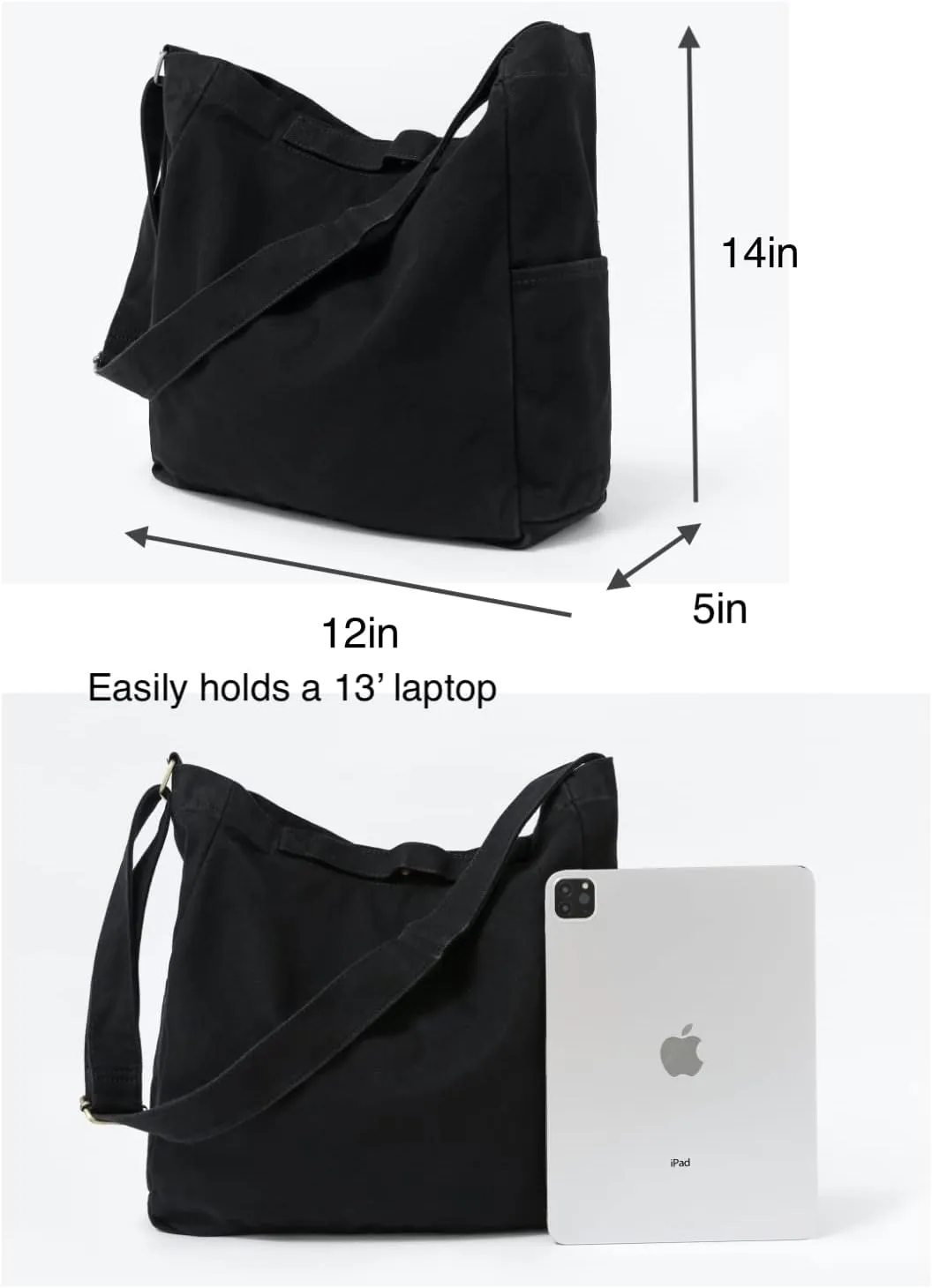 Jeelow Heavy Duty Canvas Travel Tote Handbag Shoulder Crossbody Bags Purse For Men & Women