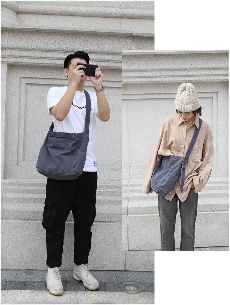 Jeelow Heavy Duty Canvas Travel Tote Handbag Shoulder Crossbody Bags Purse For Men & Women