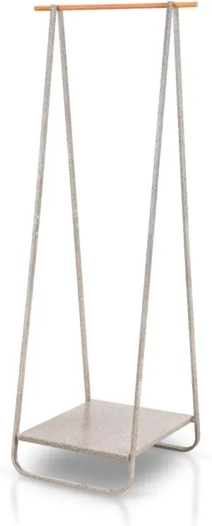 JEFEE Narrow Clothes Rack Simple Garment Rack with Shelf 1-Tier Coat Clothing Organizer Storage for Hats Bags Shoe for Entryway Bedroom Dorm Pool, L21.3xW18.3X H55.1 inch, Marble Texture