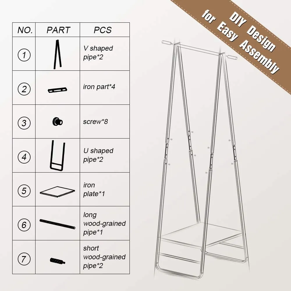 JEFEE Narrow Clothes Rack Simple Garment Rack with Shelf 1-Tier Coat Clothing Organizer Storage for Hats Bags Shoe for Entryway Bedroom Dorm Pool, L21.3xW18.3X H55.1 inch, Marble Texture