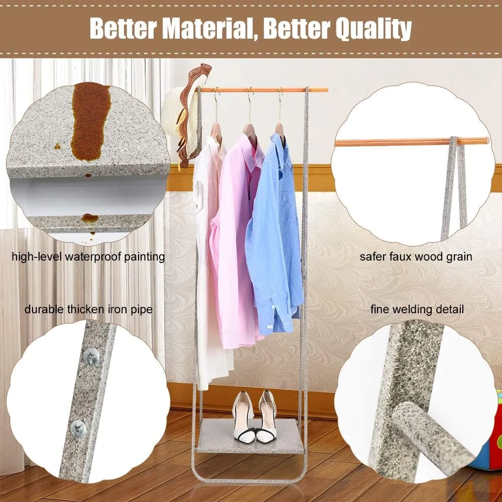 JEFEE Narrow Clothes Rack Simple Garment Rack with Shelf 1-Tier Coat Clothing Organizer Storage for Hats Bags Shoe for Entryway Bedroom Dorm Pool, L21.3xW18.3X H55.1 inch, Marble Texture