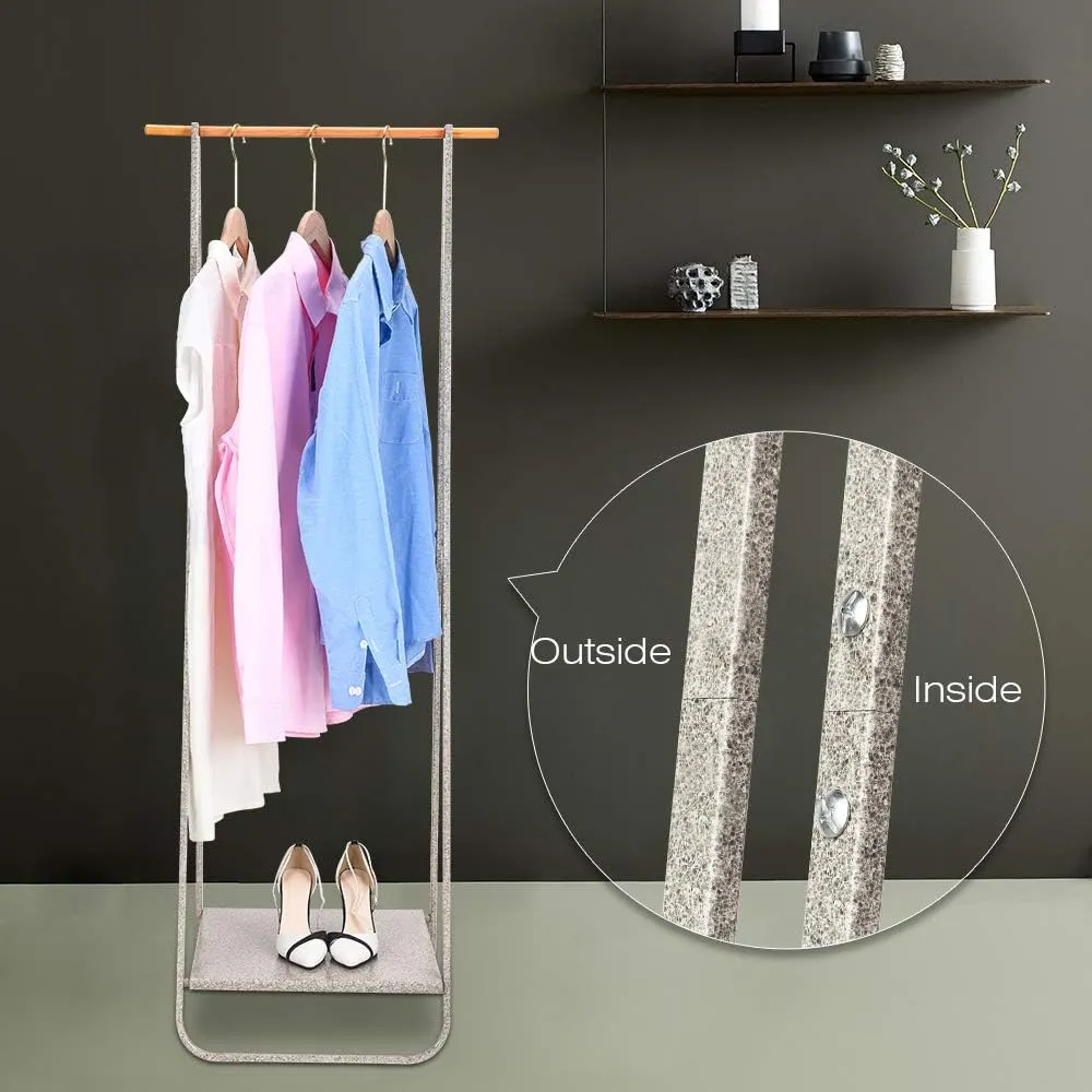JEFEE Narrow Clothes Rack Simple Garment Rack with Shelf 1-Tier Coat Clothing Organizer Storage for Hats Bags Shoe for Entryway Bedroom Dorm Pool, L21.3xW18.3X H55.1 inch, Marble Texture