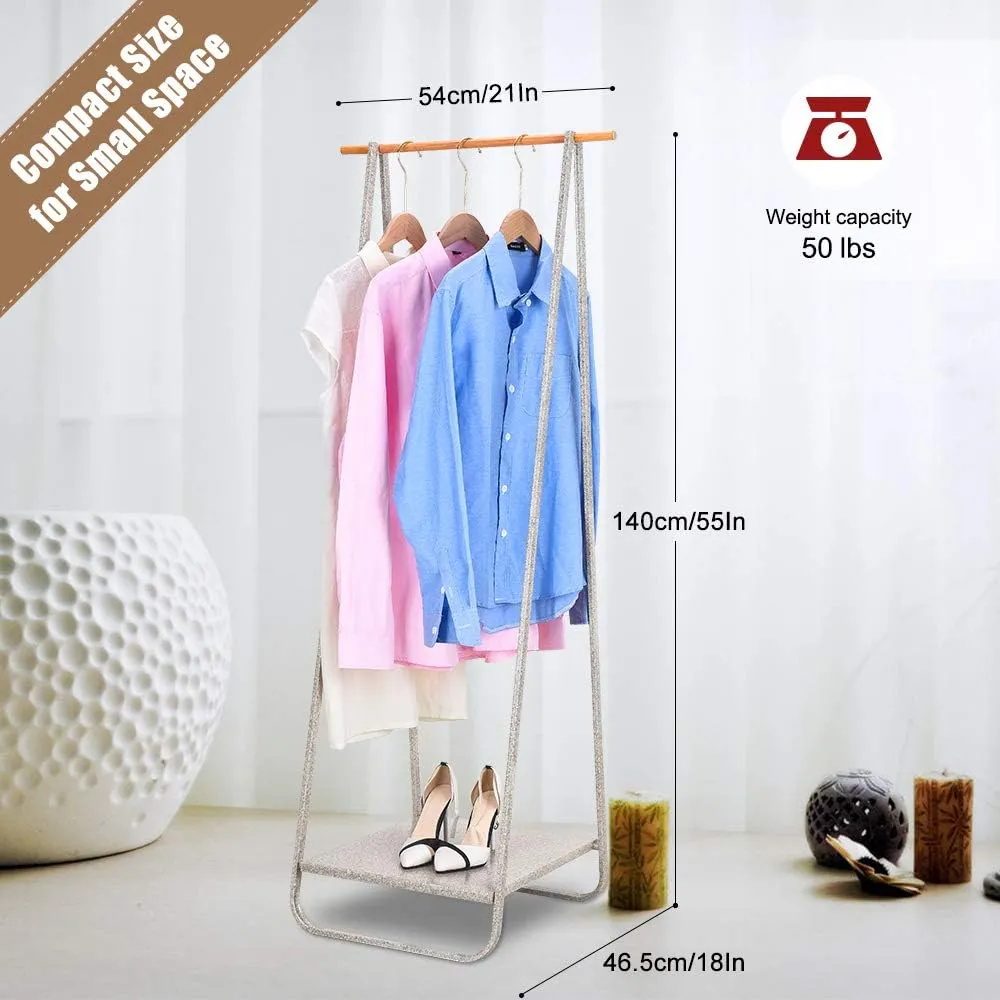 JEFEE Narrow Clothes Rack Simple Garment Rack with Shelf 1-Tier Coat Clothing Organizer Storage for Hats Bags Shoe for Entryway Bedroom Dorm Pool, L21.3xW18.3X H55.1 inch, Marble Texture