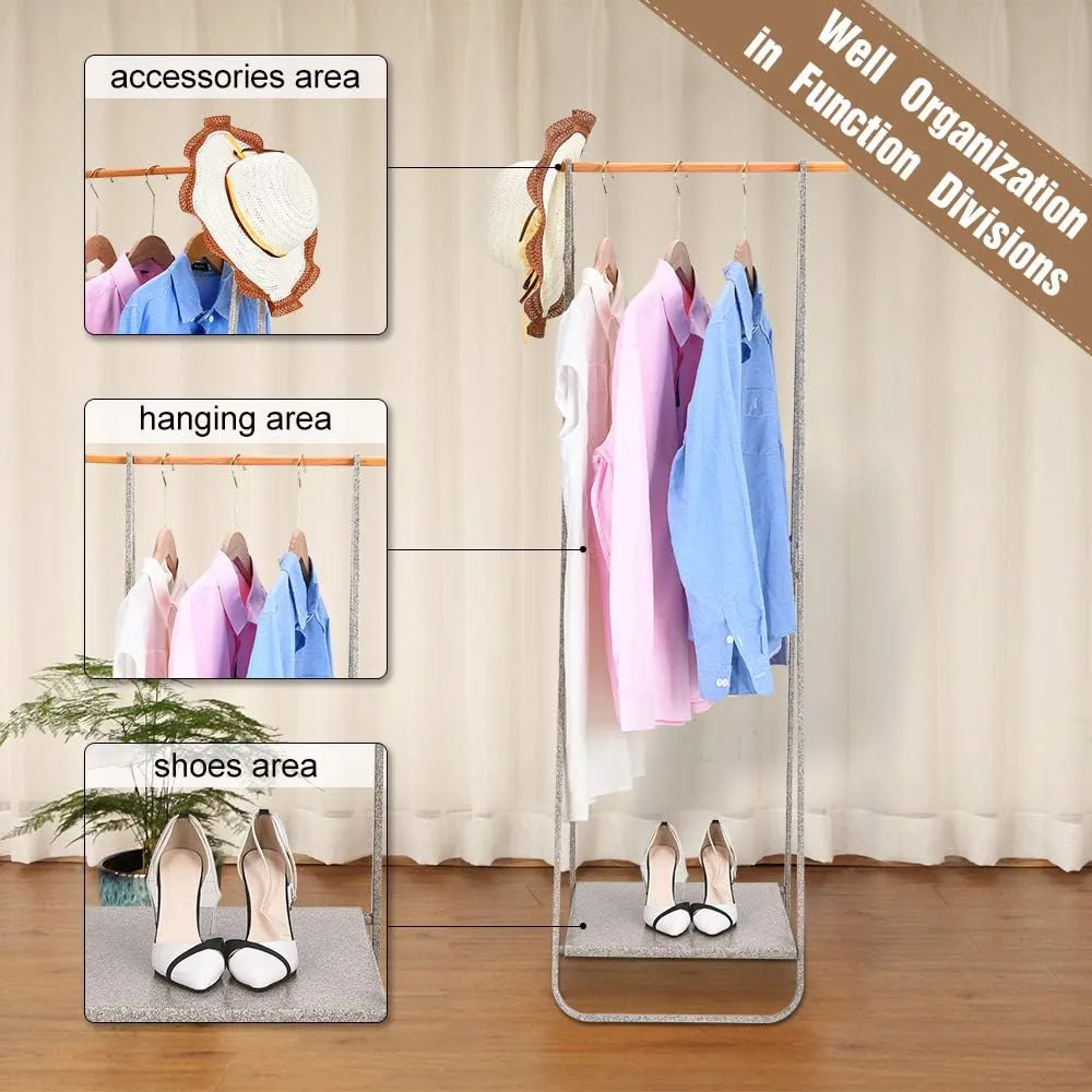JEFEE Narrow Clothes Rack Simple Garment Rack with Shelf 1-Tier Coat Clothing Organizer Storage for Hats Bags Shoe for Entryway Bedroom Dorm Pool, L21.3xW18.3X H55.1 inch, Marble Texture