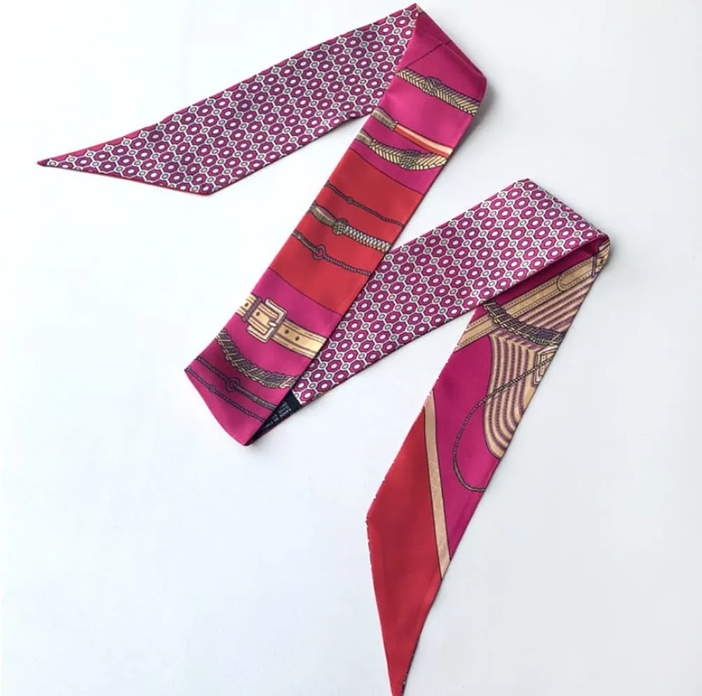 JERLA 100% Mulberry silk Scarf Bag scarf Head Hair Ribbon Handbag Handle wrap Tie Bundle Scarf Neckerchief Scarf for women