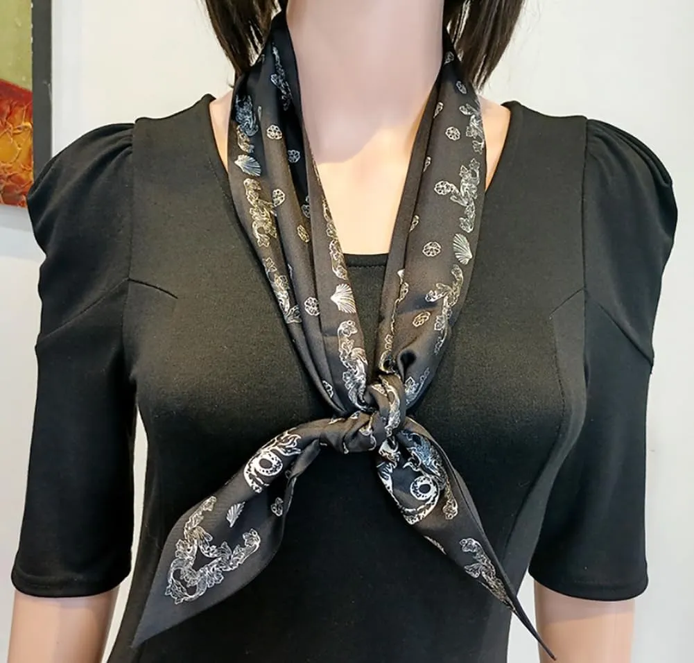 JERLA 100% Mulberry silk Scarf Bag scarf Head Hair Ribbon Handbag Handle wrap Tie Bundle Scarf Neckerchief Scarf for women