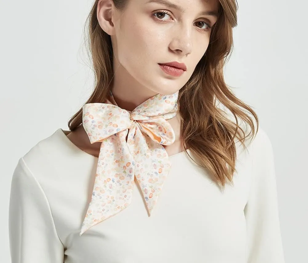 JERLA 100% Mulberry silk Scarf Bag scarf Head Hair Ribbon Handbag Handle wrap Tie Bundle Scarf Neckerchief Scarf for women