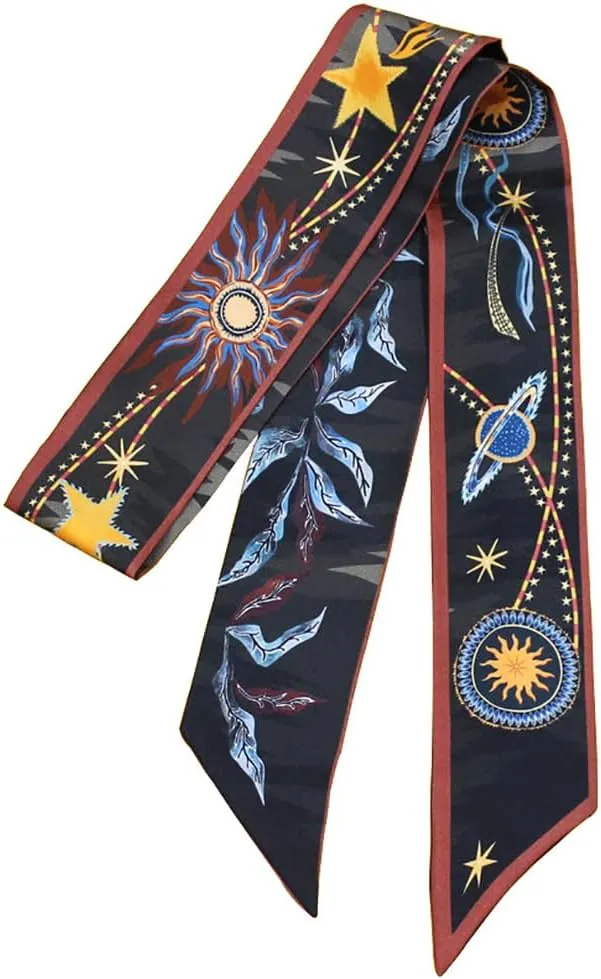 JERLA 100% Mulberry silk Scarf bag scarf Head Hair Ribbon Handbag Handle wrap Tie Bundle Scarf Neckerchief Scarf for women
