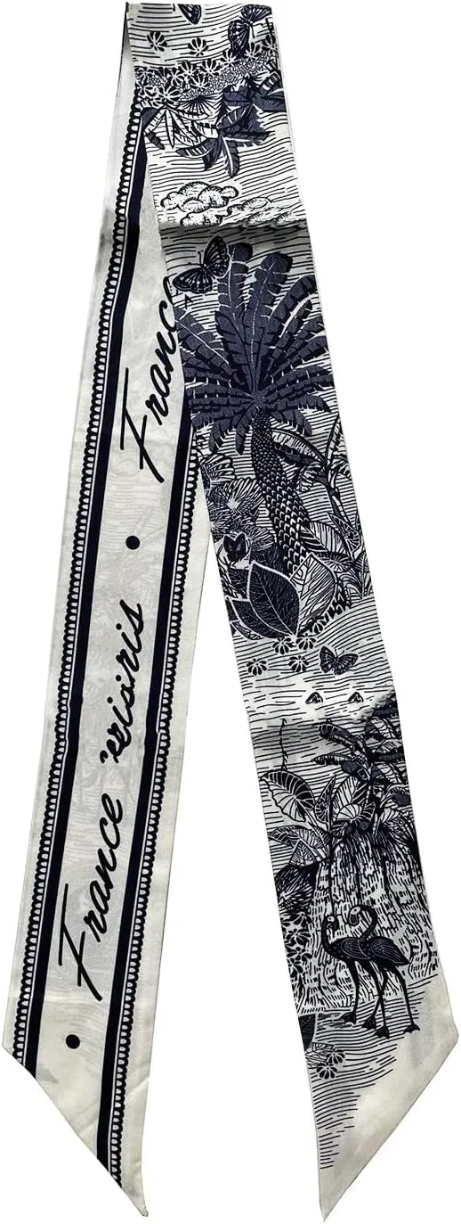 JERLA 100% Mulberry silk Scarf Bag scarf Head Hair Ribbon Handbag Handle wrap Tie Bundle Scarf Neckerchief Scarf for women