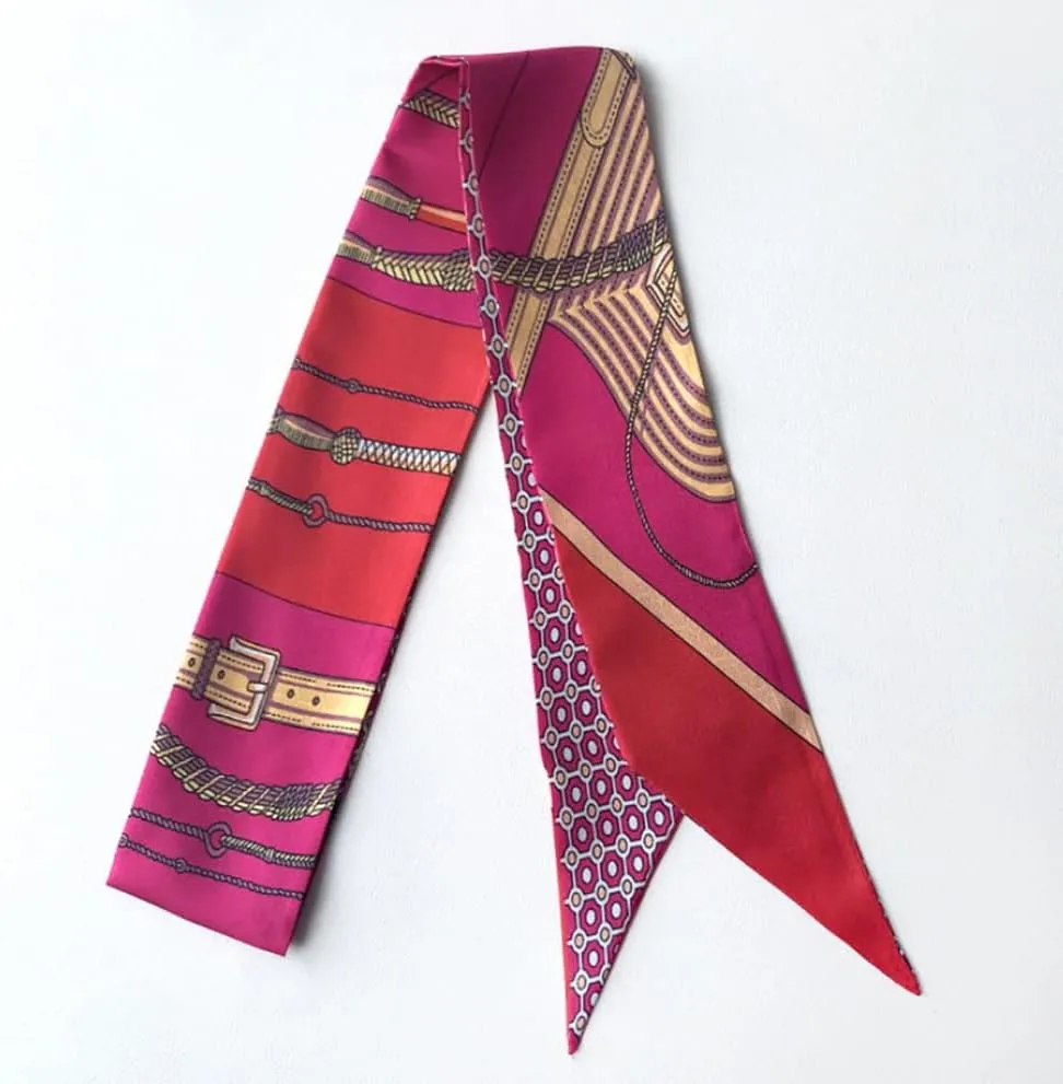 JERLA 100% Mulberry silk Scarf Bag scarf Head Hair Ribbon Handbag Handle wrap Tie Bundle Scarf Neckerchief Scarf for women
