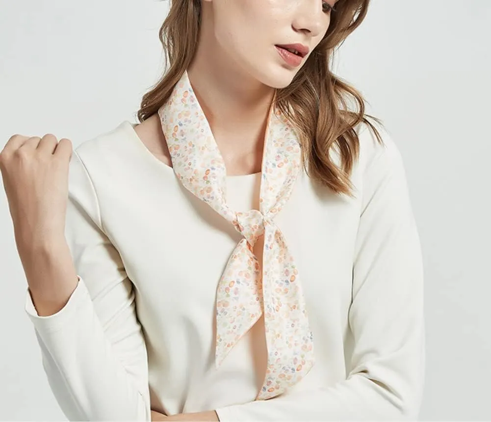 JERLA 100% Mulberry silk Scarf Bag scarf Head Hair Ribbon Handbag Handle wrap Tie Bundle Scarf Neckerchief Scarf for women