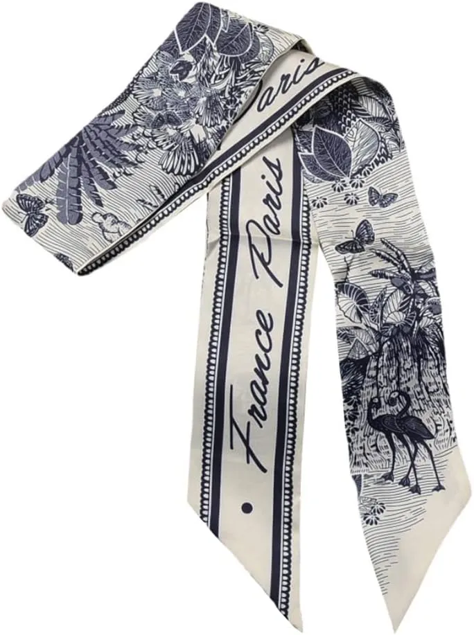 JERLA 100% Mulberry silk Scarf Bag scarf Head Hair Ribbon Handbag Handle wrap Tie Bundle Scarf Neckerchief Scarf for women