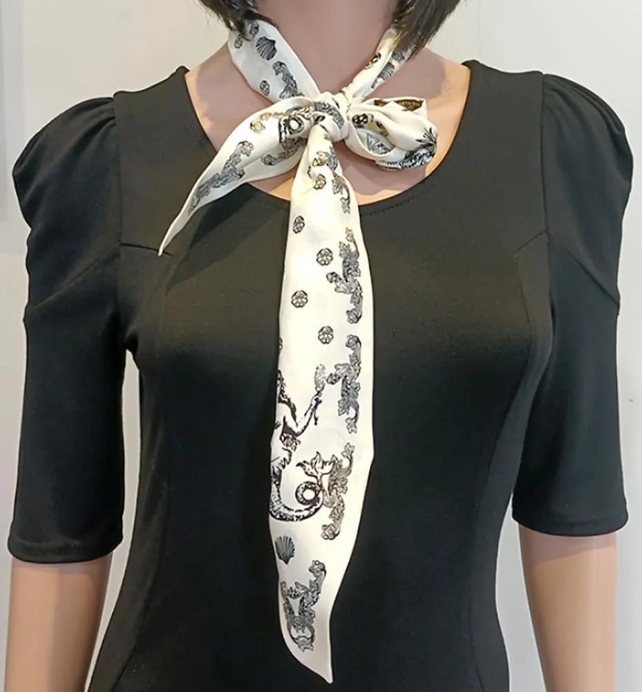 JERLA 100% Mulberry silk Scarf Bag scarf Head Hair Ribbon Handbag Handle wrap Tie Bundle Scarf Neckerchief Scarf for women