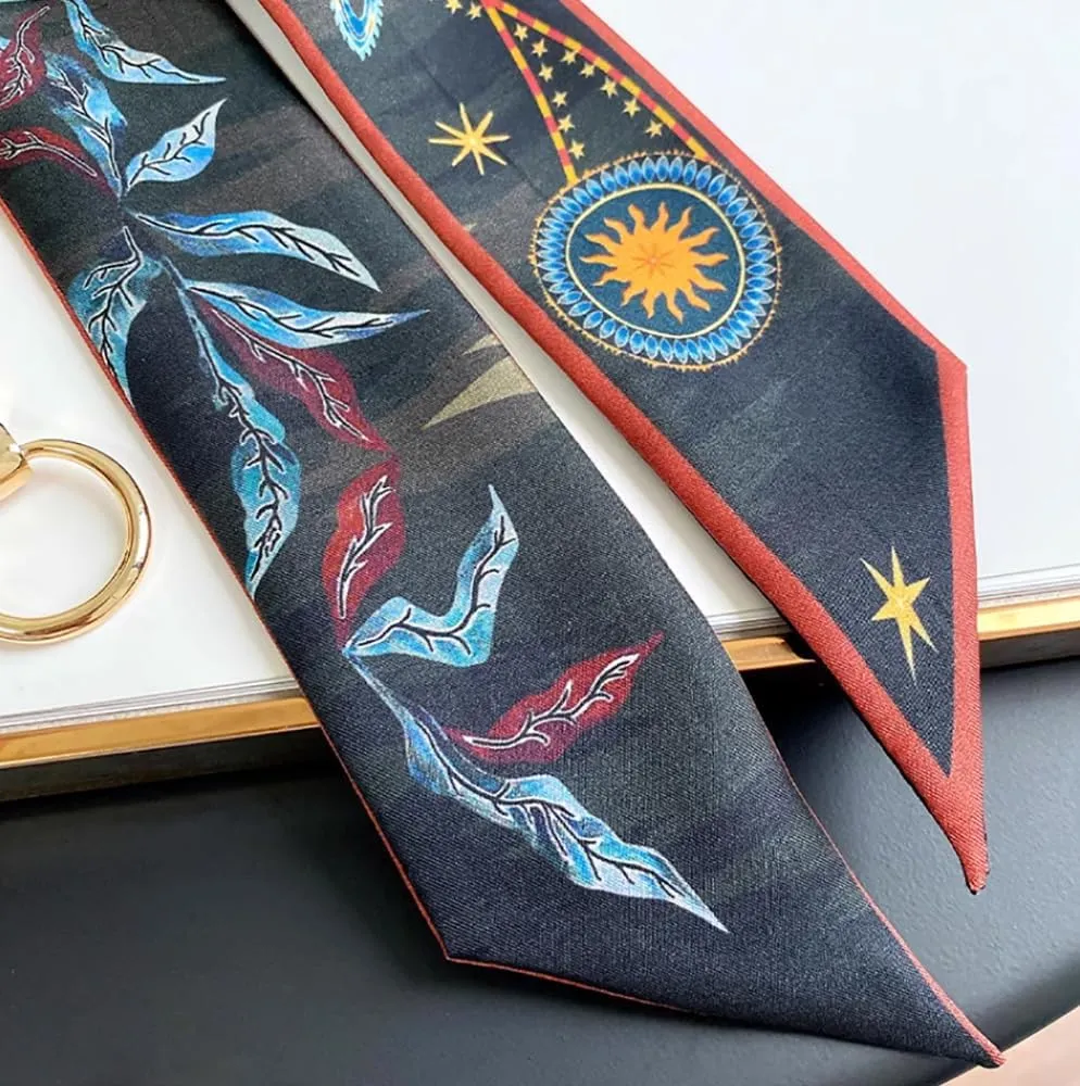 JERLA 100% Mulberry silk Scarf bag scarf Head Hair Ribbon Handbag Handle wrap Tie Bundle Scarf Neckerchief Scarf for women