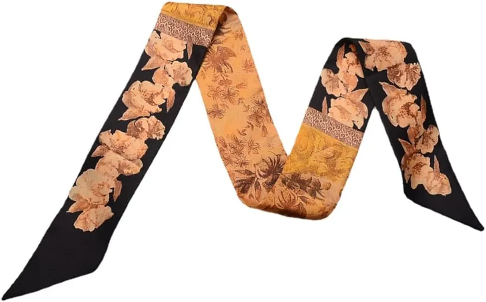 JERLA 100% Mulberry silk Scarf Bag scarf Head Hair Ribbon Handbag Handle wrap Tie Bundle Scarf Neckerchief Scarf for women